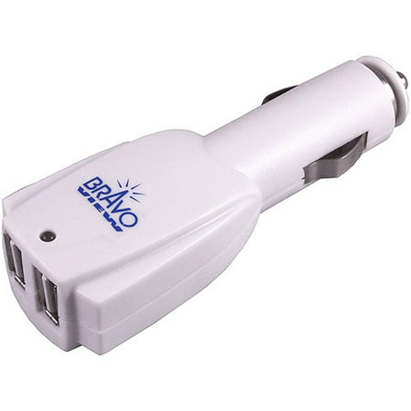 Bravo View 1A Dual-USB Car Charger, White