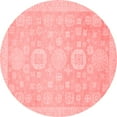 thumbnail image 1 of Ahgly Company Machine Washable Indoor Round Oriental Red Modern Area Rugs, 6' Round, 1 of 4