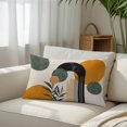 thumbnail image 3 of Boho Middle Century Standard Size Pillow Cover,Pillowcase Protectors with Zipper,Breathable Decorative Throw Pillow Case Cover,Abstract Orange Geometric Leaves Pillow Shams for Couch Sofa 20x26Inch, 3 of 8
