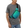 thumbnail image 4 of Japuie Green Turquoise Teal Print Layer Fanny Pack with Adjustable Shoulder Strap,Double-Layer Waist Bag,Travelling Fanny Pack,Square Double Layer Waist Bag,for Exercise Running Travel Hiking, 4 of 7