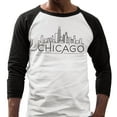 thumbnail image 2 of Skyline Chicago Illinois Three-Quarter Raglan Sleeve Baseball Shirt Unisex Medium White/Black, 2 of 5