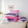 thumbnail image 6 of Manfei Glitter Stars Print Twin Bedding Sets 7-Piece, Pink Purple Sequin Print Bedding Comforter Set, Dreamy Galaxy Rainbow Reversible Sheet Sets, Lightweight Room Decor, 6 of 8