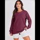 thumbnail image 5 of Sudaderas de Gran Tamaño para Mujer, Cuello Redondo, Larga, Sudaderas con Cremallera Lateral, Ropa de Otoño 2025 Vino Tinto XL, 5 of 9