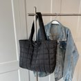 thumbnail image 3 of Bolso Hombro para Mujer Otoño Invierno Bolso Acolchado Con Asa Superior Con Patrón Rombos (negro), 3 of 9