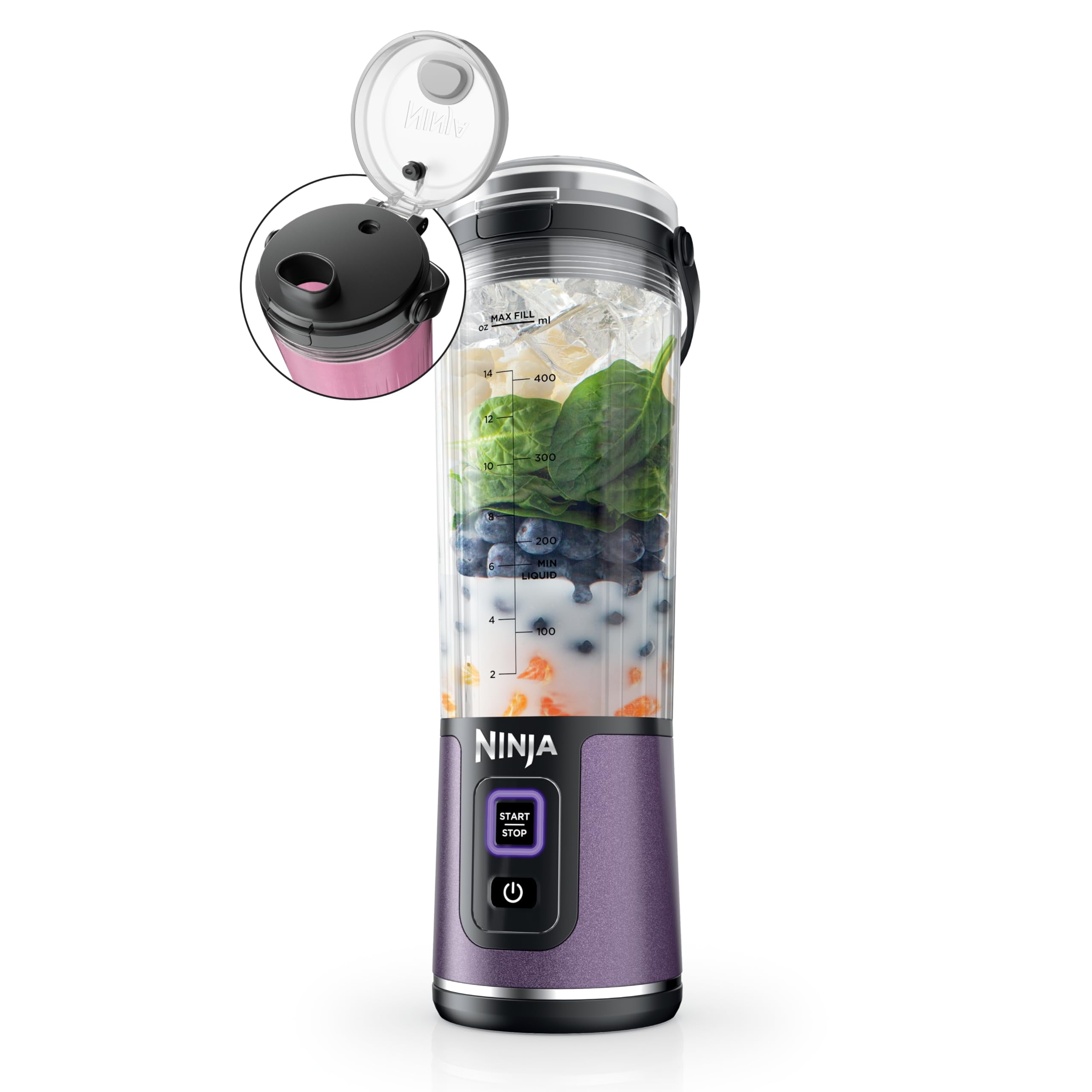 Ninja Blast Portable Blender for Shakes & Smoothies - Cordless, USB-C Rechargeable, Dishwasher Safe &  BPA Free - 18oz, Metallic Purple