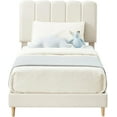 thumbnail image 1 of Historyli Estructura de cama individual con cabecero,listones de madera silenciosos,plataforma sin somier,fácil montaje para apartamentos,color blanco cordero., 1 of 7