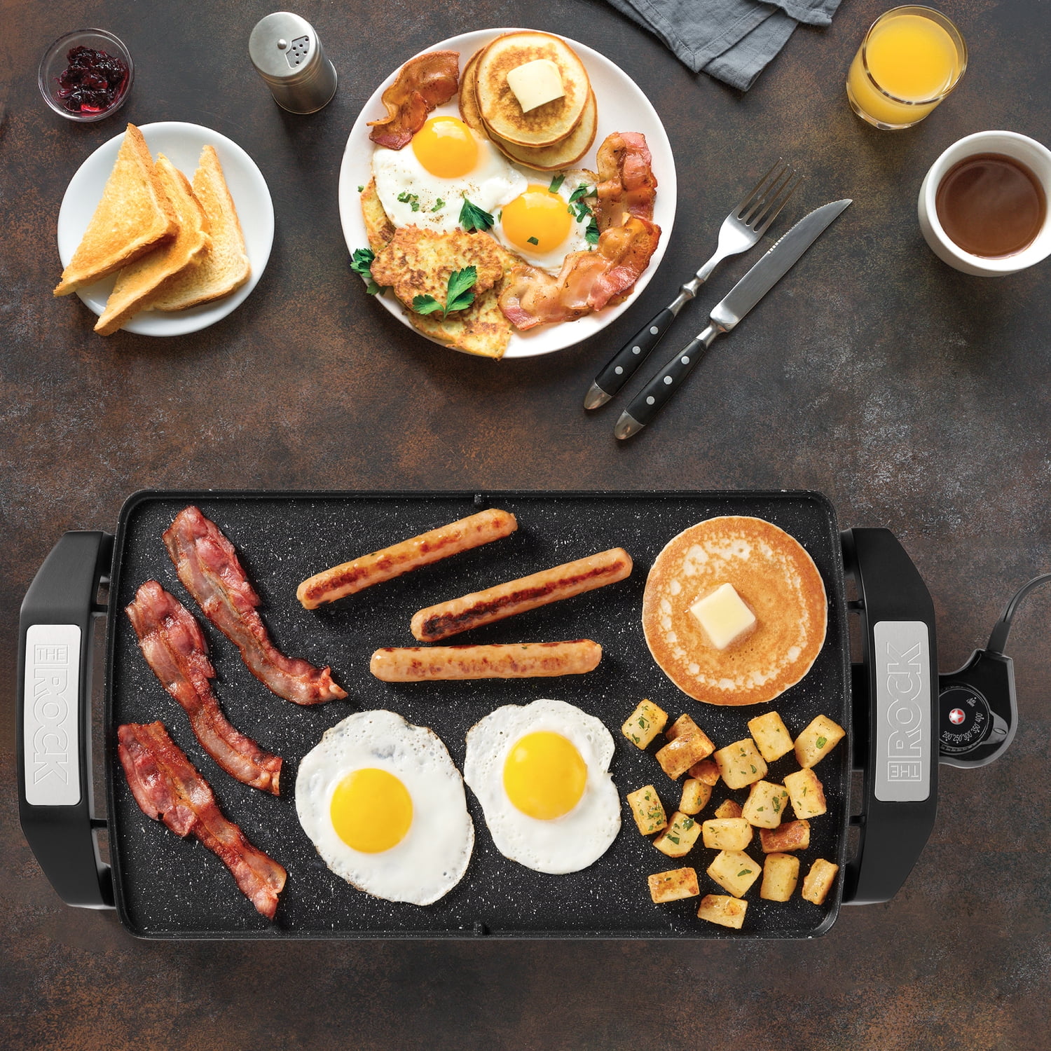 THE ROCK by Starfrit 16.5 In. x 9.75 In. Electric Reversible Grill/Griddle, 024427-002-0000