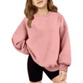 thumbnail image 2 of Resicozy Girls Sweatshirt Crewneck Solid Tops for Kids Long Sleeve Fall Winter Clothes, Casual Solid T-shirts, Teen Warm Pullover 3-15 Years Pink 170, 2 of 4