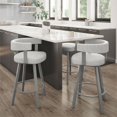 thumbnail image 2 of Amisco Parker 30.25" Polyester Swivel Bar Stool in Gray White/Glossy Gray, 2 of 9