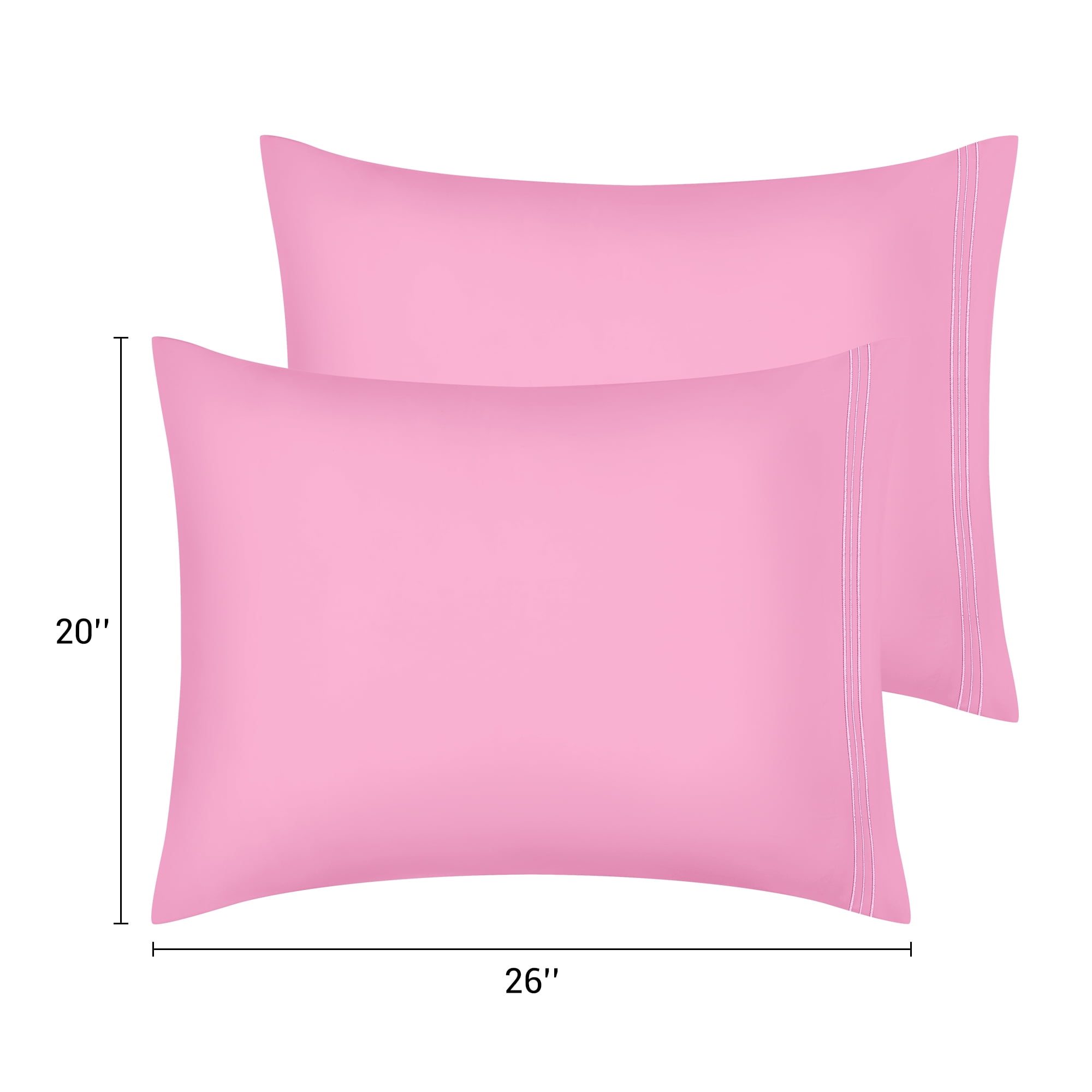 Unique Bargains 2 Pack Polyester Pillow Cases Pillow Covers Standard Light Pink