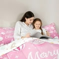 thumbnail image 5 of Manfei Merry Christmas 7pcs Bedding Comforter Set,Chic Xmas Tree Lantern Queen Bedding Sets,Pink White Queen Sheet Sets For Boys Kids,Ultra Soft Home Decor Reversible, 5 of 9