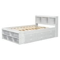 thumbnail image 6 of Full Size Platform Bed Frame,Upholstered Wood Daybed with 6 Storage Drawers and  Bookcase Headboard,Mattress Foundation,Wooden Slats Support,No Box Spring Needed,White, 6 of 9