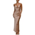 thumbnail image 1 of Faithtur Robe Longue Moulante pour Femmes Couleur Unie Bretelles Spaghetti Col Bénitier Robe Sans Manches Été Dos Nu Cami Robe, 1 of 9