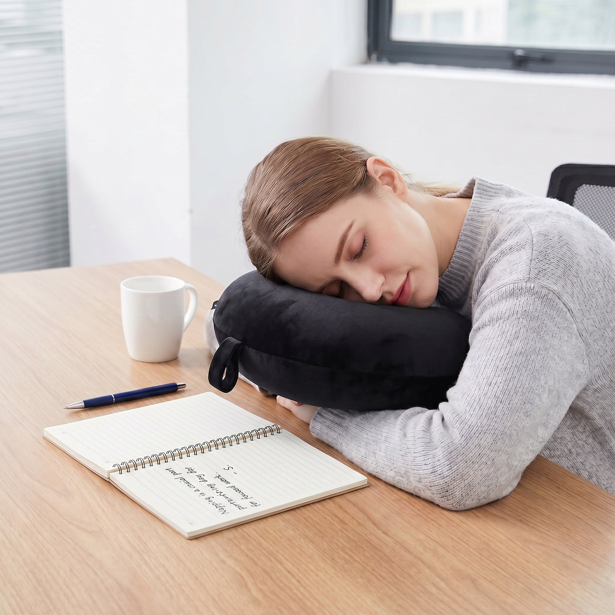 Unique Bargains Memory Foam Travel U Shape Neck Pillow Snap Closure Black 12"x12"x4"