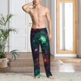 thumbnail image 4 of JUNZAN Men's Pajama Pants Red And Green Carnation Sleepwear Pants PJ Bottoms Drawstring and Pockets, 4 of 5