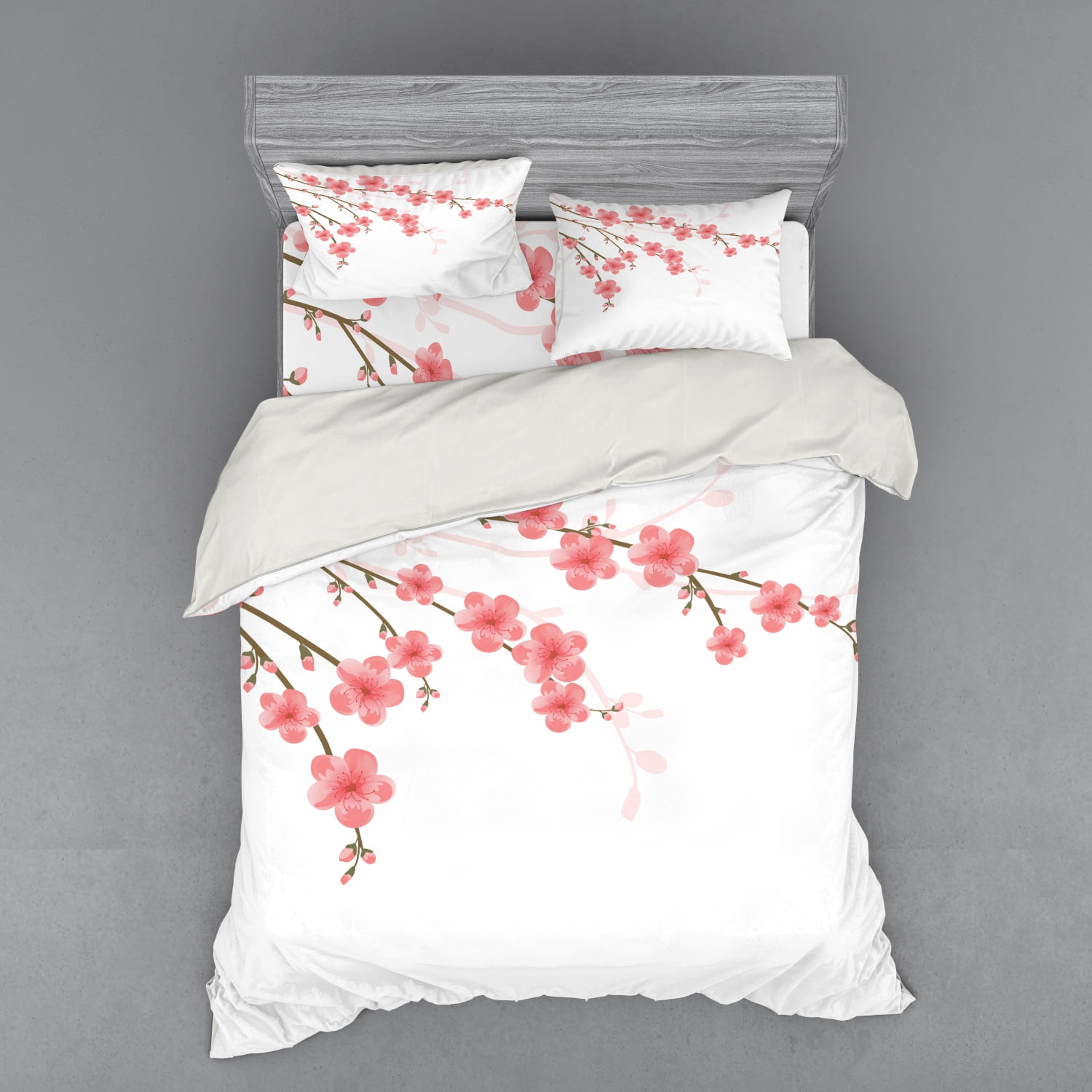 Floral Duvet Cover Set, Cherry Blossom April Springtime Romantic