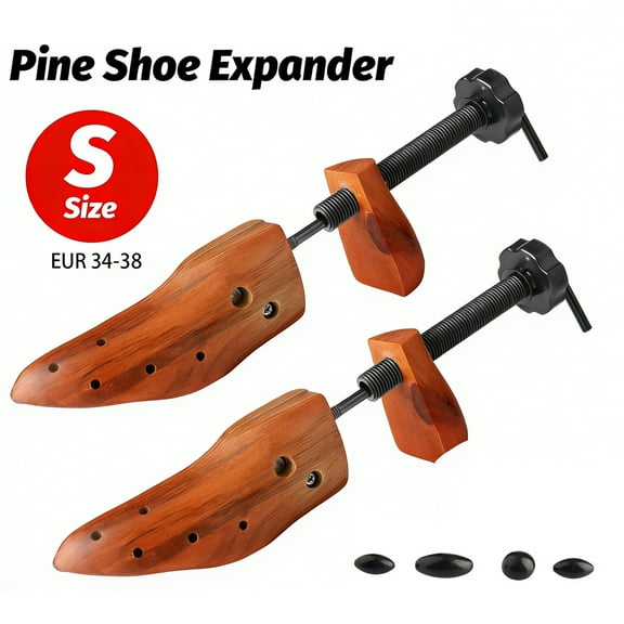 ASKITO 2Pcs Wooden Shoes Stretcher, 2-Way Shoe Tree Adjustable Length & Width Expander Widener, Unisex Wood Shaper for Men and Women, US 4-7