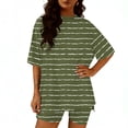 thumbnail image 5 of Mifsaly 2 Piece Short Sets for Women Striped Summer Matching Lounge Set Oversized T-Shirt and Shorts Loose Comfortable Everyday Loungewear L, 5 of 6