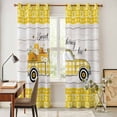 thumbnail image 3 of Bee Truck Kitchen Curtains Window Panels, Yellow Honey Daisy Floral Plaid Wooden Grain Insulated Window Treatment Curtain, Grommet Curtains for Bedroom/Living Room/Bathroom, 2 Piece 42"Wx84"L, 3 of 8
