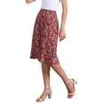 thumbnail image 4 of Faldas midi florales para mujer Inspire Chic, con volantes, cintura alta, fluida, en línea A, con abertura, longitud a la rodilla, S, rojo oscuro, 4 of 6
