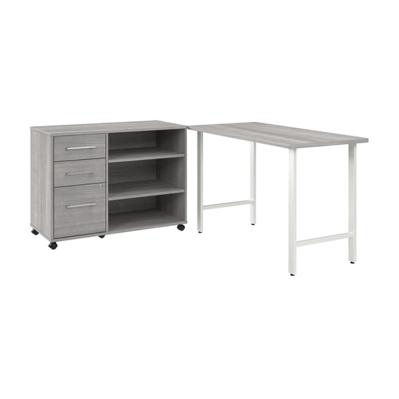 Hustle 48W x 24D Computer Desk with Storage in Platinum Gray - Engineered Wood