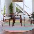 thumbnail image 4 of Round Area Rug 8 Ft, Easter Washable Non-Slip Circle Carpet for Living Room/Bedroom, Farmhouse Ombre Colorful Wooden Grain Retro Collection Low-Profile Large Area Rugs for Indoor, 4 of 7