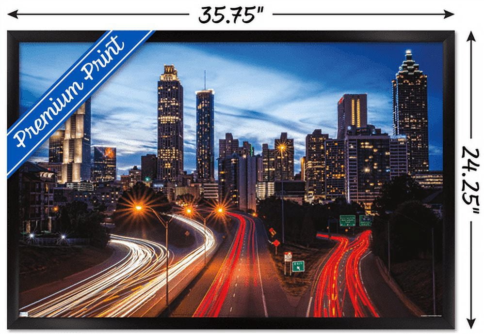 Cityscapes - Atlanta, Georgia Wall Poster, 22.375" x 34", Framed