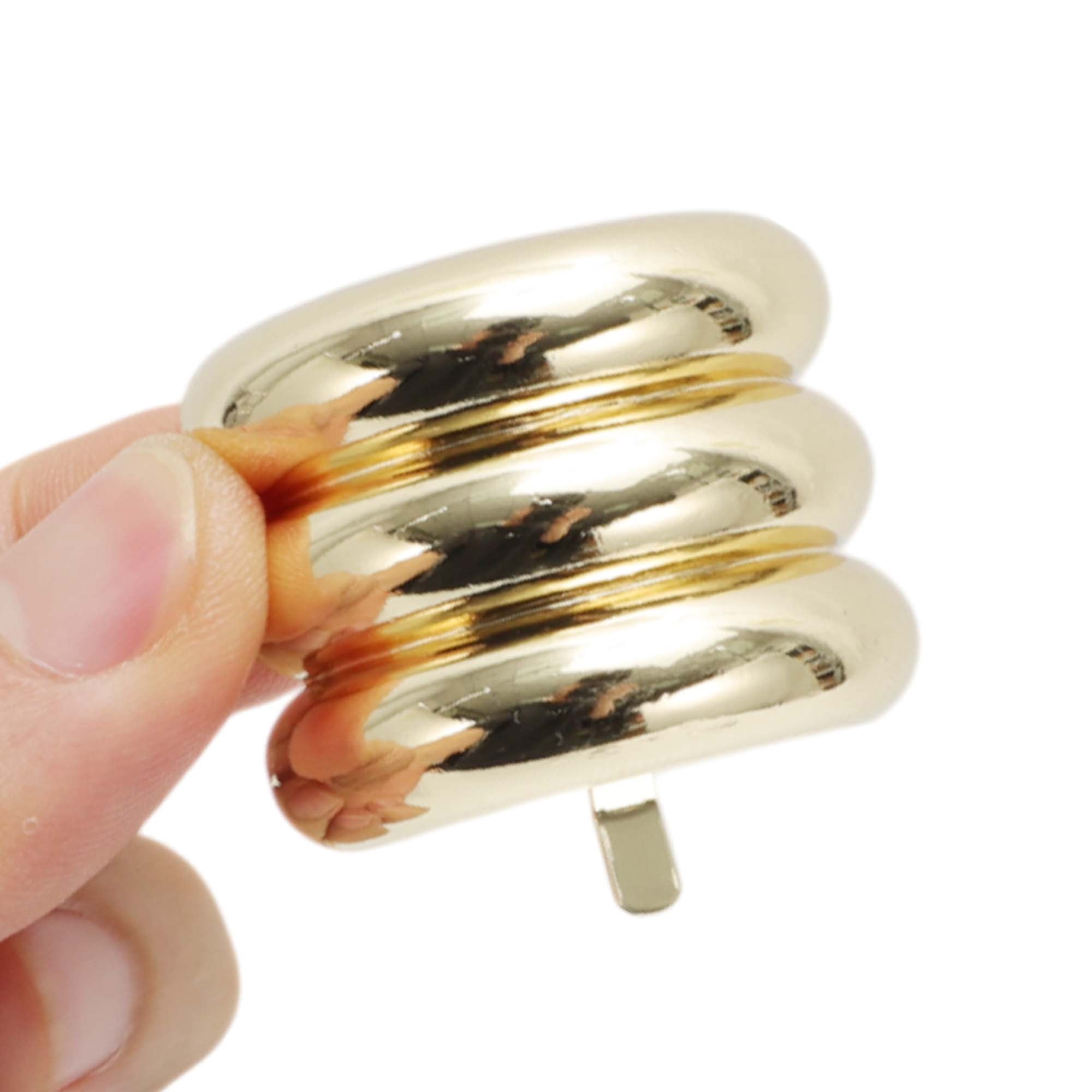 Unique Bargains Triple-layer Glossy Ponytail Buckle Hair Clip for Women Gold Tone 1 Set