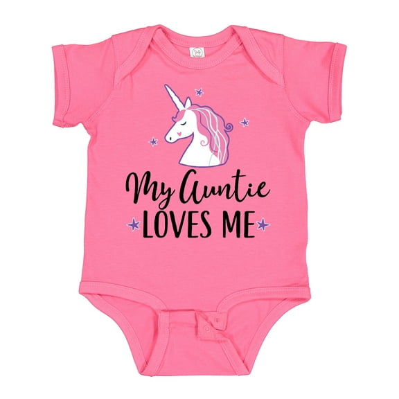 Inktastic My Auntie Loves Me Unicorn Girls Baby Bodysuit