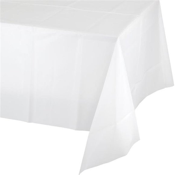 Group 54 x 108 in. White Plastic Tablecover, Pack of 12