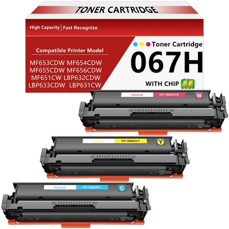 NineLeaf 067H Toner Cartridge set Compatible Replacement for Canon CRG067H 067h High Yield Cartridge Work for imageCLASS MF656Cdw MF654Cdw LBP632Cdw MF653Cdw Printers(Cyan,Yellow,Magenta)