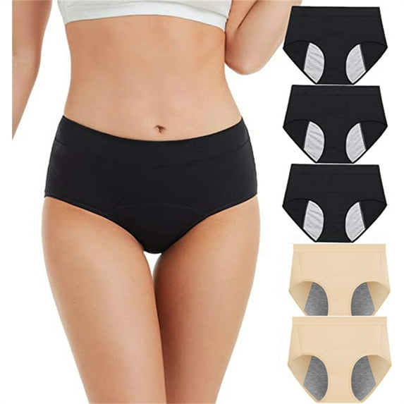 VOOPET 5Pack Menstrual Period Underwear for Women Leak Proof High Waist Cotton Ladies Panties Briefs