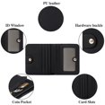 thumbnail image 4 of Billetera de bolsillo de cuero genuino de lujo plegable pequeña y compacta con bloqueo de RFID para mujer, minimonedero para mujer con ventana de identificación, color negro, 4 of 5