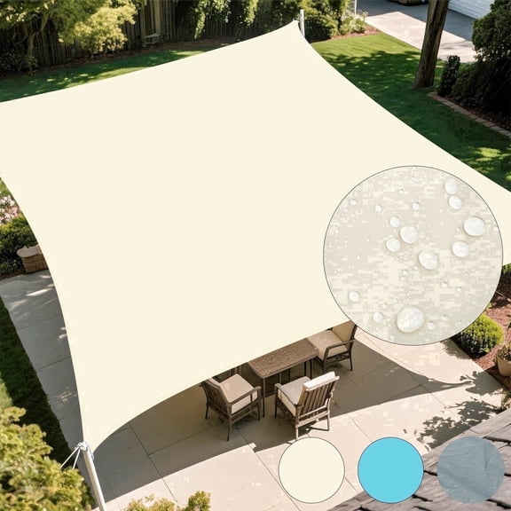 Waterproof Sun Shade Sail, Rectangle Polyester Sun Shade Canopy Awning, 95% UV Block, Easy Install & Durable, for Patio Garden Backyard Deck Pergola