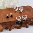 thumbnail image 2 of Lancharmed Women's Earrings 3 Pairs Set Black Oil Drop Dangle Love Silver Plated Earring Gifts for Women, 2 of 7