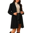 thumbnail image 4 of Women's Single Breasted Peacoat Fashion Winter Notched Lapel Button Down Outerwear Overcoat XL Black, 4 of 6