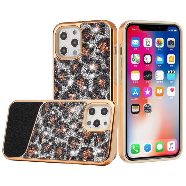 For Apple Iphone 14 6.1 Bling Animal Design Glitter Hybrid Case