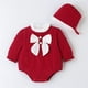 thumbnail image 5 of Gibobby Mamelucos para bebe niño polar Bebés recién nacidos niñas pajarita sólido primavera invierno manga larga mono sombrero ropa(Vino, 12-18 Meses), 5 of 5