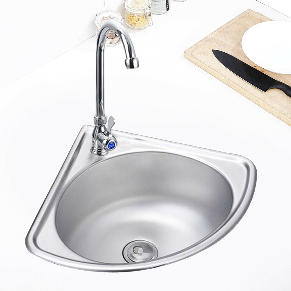 304 Stainless Steel Small Kitchen Single Bowl Triangle Bathroom Corner ...