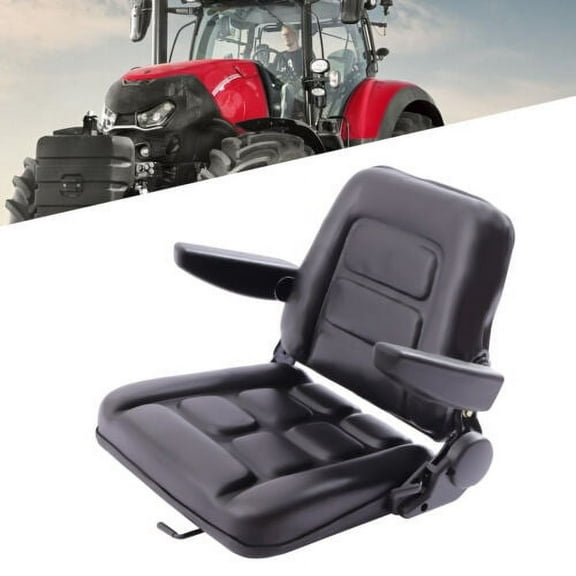 Universal Tractor Seat w/Slide Tracks Black for Kubota Bobcat John Deere Ford