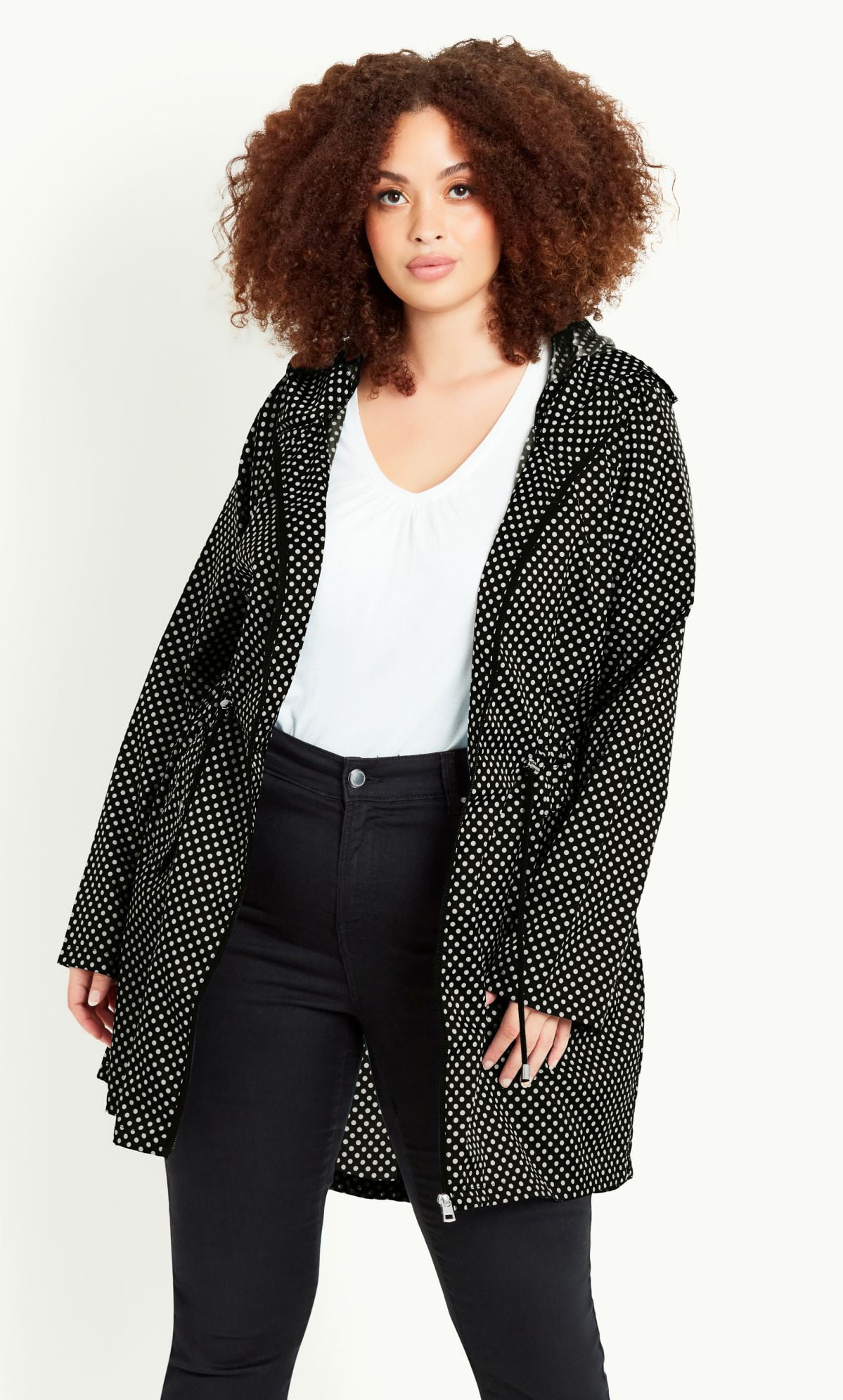 Evans Women's Plus Size Spot Mac Rainproof Hooded Jacket
