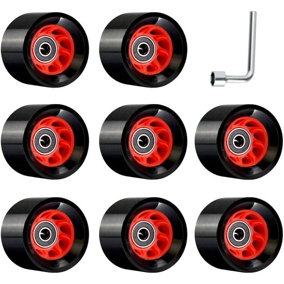 8 Pack 58mm x 39mm, 95A, Indoor Quad Roller Skate Wheels for Roller Derby Speed Skating, Artistic, Jam, Rink & Rhythm Skates, PU Wear-Resistant Wheels Double-Row Roller Skates Accessories