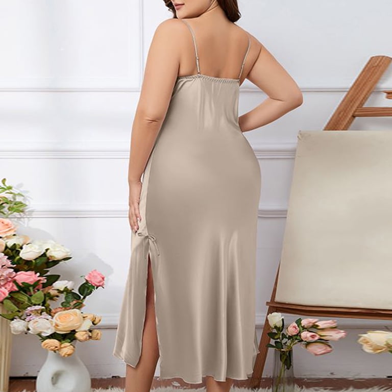 GYS Women's Bamboo Viscose Sleeveless Nightgown - Soft Scoop Neck, Hi-Low Hem, Plus Size 4XL, Peach Pink