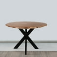 thumbnail image 3 of 41 Inch Handcrafted Live Edge Round Dining Table with a Natural Brown Acacia Wood Top and Black Iron Legs - Saltoro, 3 of 7