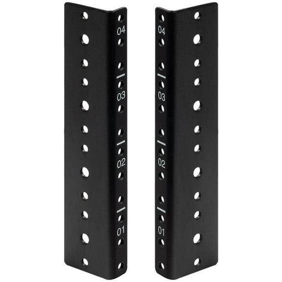NavePoint 4U Vertical Rack Rail Pair DIY Kit with Hardware, Black