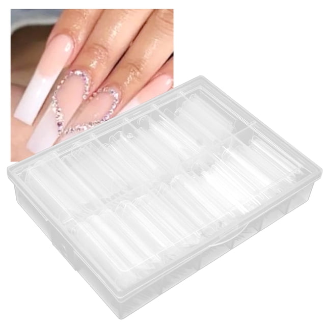 Puntas de Uñas Postizas ANGGREK Largas Transparentes 12 Tamaños 240 piezas Estables Duraderas para Alargar las Uñas Fototerapia Aprendizaje