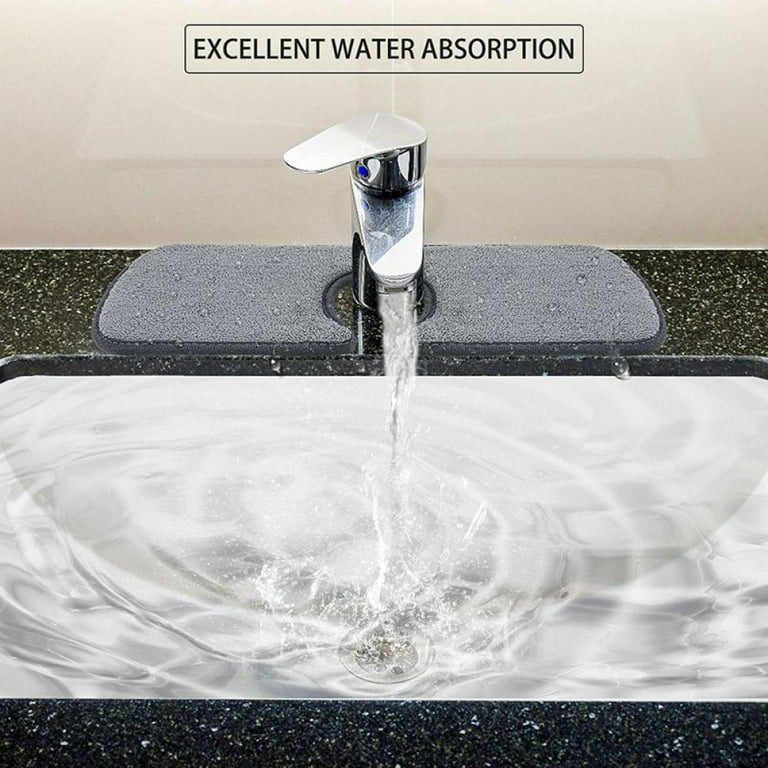 Faucet Splash Guard Drying Mat for Kitchen Sink - Absorbent, Waterproof,  Machine Washable