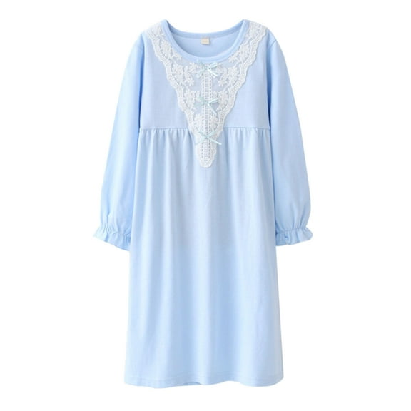 Tiijoy Toddler Girls Long Sleeve Lace Nightgown Comfy Loungewear Nightdress, Sizes 3-4T