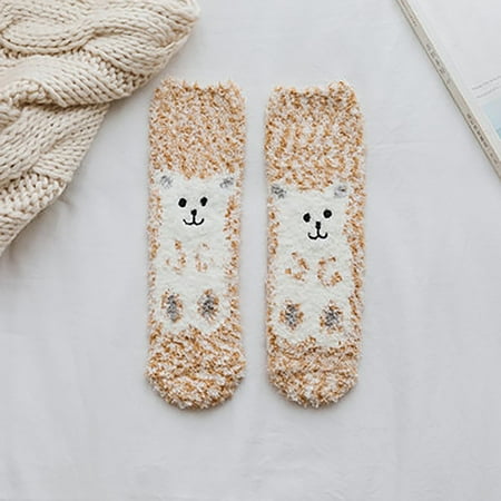 

Zzwxwb Socks For Women&Men Adult Animal Print Lovely Puppy Plush Middle Tude Socks Home Stockings Beige One Size