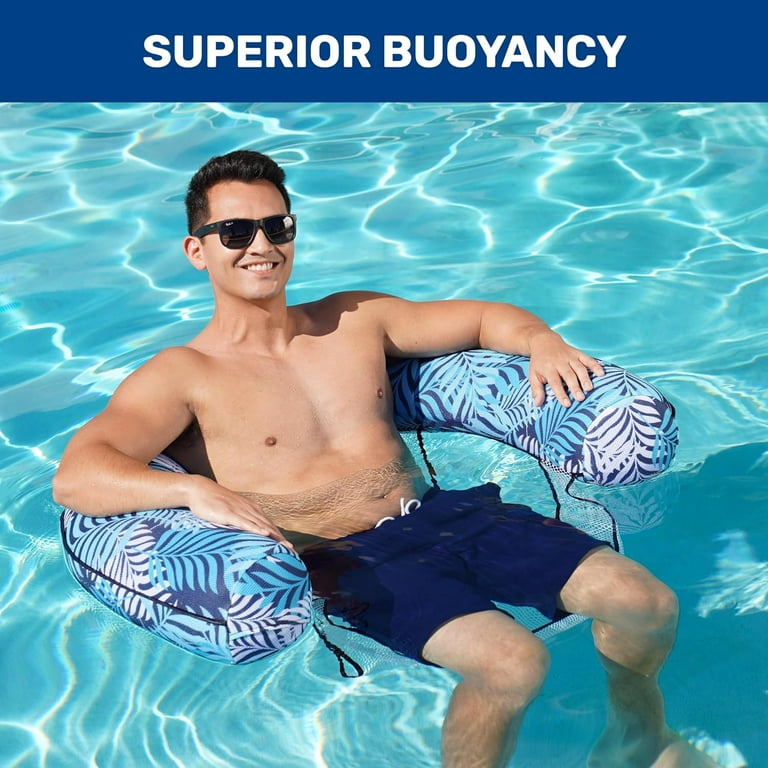 Aqua Noodle Pool Chair Inflatable Mesh Float for Adults, Blue